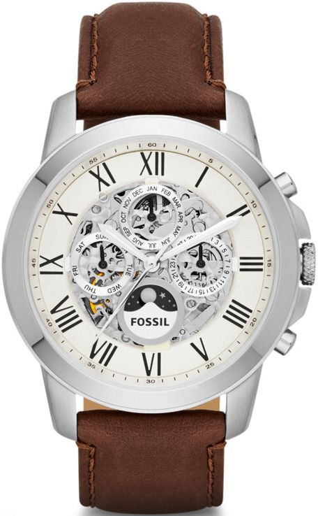 Fossil Grant Autmatic Reloj multifunción para hombre con esfera blanca ME3027