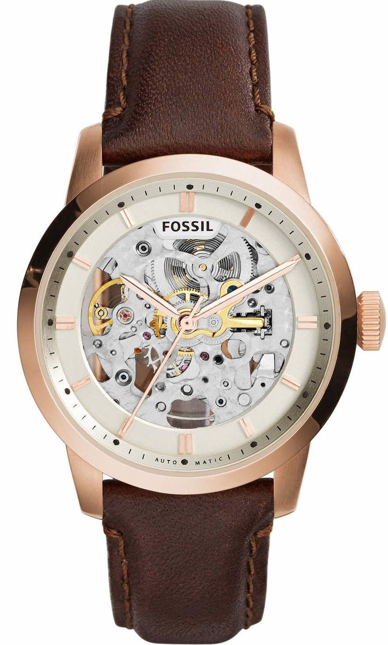 Reloj Hombre Fossil Townsman Automático De Piel Color de la correa Negro