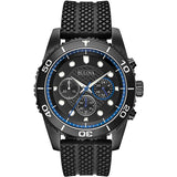 Bulova Chronograph Quartz Black Dial Black Silicone Men's Watch 98A211