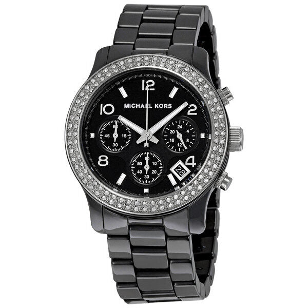 Michael Kors Black Dial Black Ceramic Bracelet Chronograph Watch MK5190#mk5190 - Watches of America