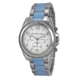 Michael Kors Blair Chronograph Silver Dial Stainless Steel with Chambray Acetate Ladies Watch MK6137 - Watches of America