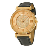Michael Kors Catlin  Rose Crystal-set Black Leather Ladies Watch MK2376 - Watches of America