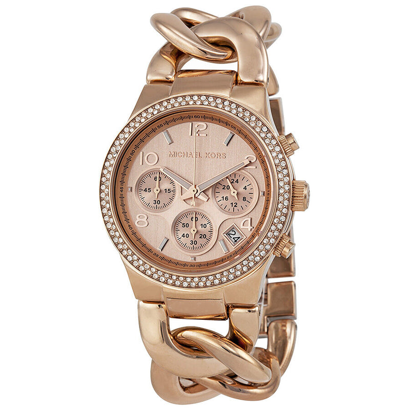 Michael Kors Chronograph Rose Dial Rose Gold Ion-plated Ladies Watch MK3247 - Watches of America