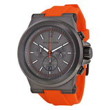 Michael Kors Dylan Chronograph Gunmetal Dial Gunmetal IP Orange Rubber Men's Watch MK8296 - Watches of America