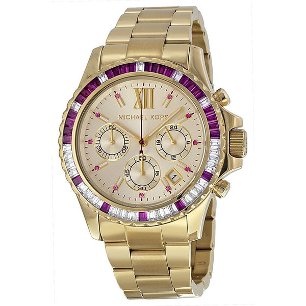 Michael Kors Everest Chronograph Champagne Dial Gold-tone Ladies Watch - Watches of America