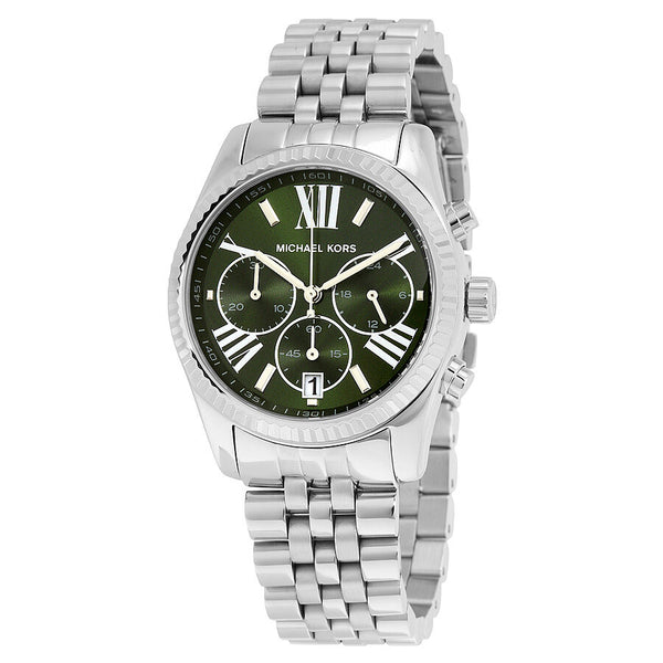 Michael Kors Lexington Chronograph Green Dial Stainless Steel Ladies Watch MK6222 - Watches of America