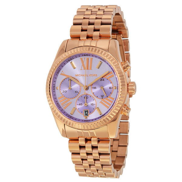 Michael Kors Lexington Chronograph Purple Dial Rose Gold-tone Ladies Watch MK6207 - Watches of America