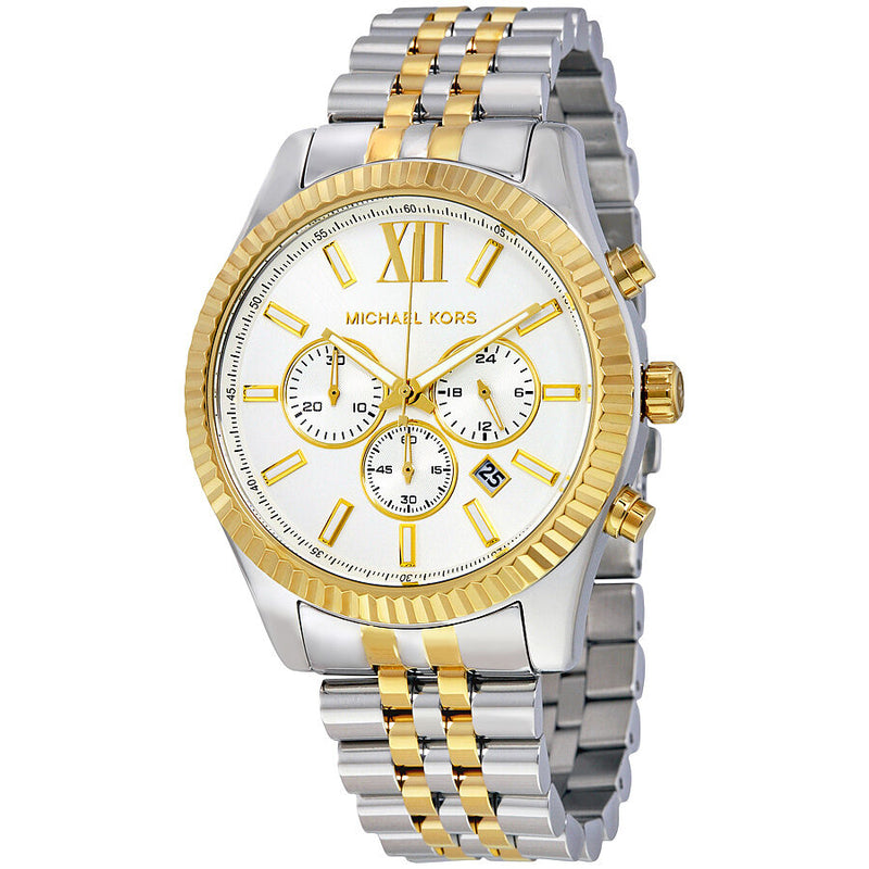 Michael Kors Lexington Chronograph White Dial Men's Watch #MK8344 - Watches of America