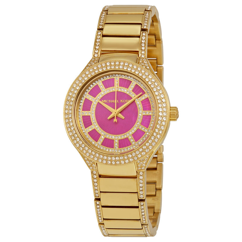 Michael Kors Mini Kerry Fuchsia Dial Gold-tone Ladies Watch MK3442 - Watches of America