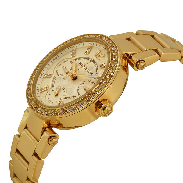 Michael Kors Mini Parker Champagne Glitz Dial Steel Ladies Watch #MK6056 - Watches of America #2