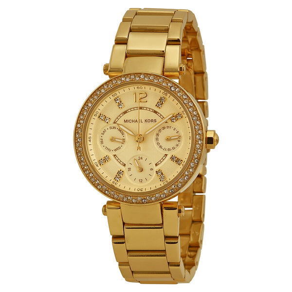 Michael Kors Mini Parker Champagne Glitz Dial Steel Ladies Watch #MK6056 - Watches of America
