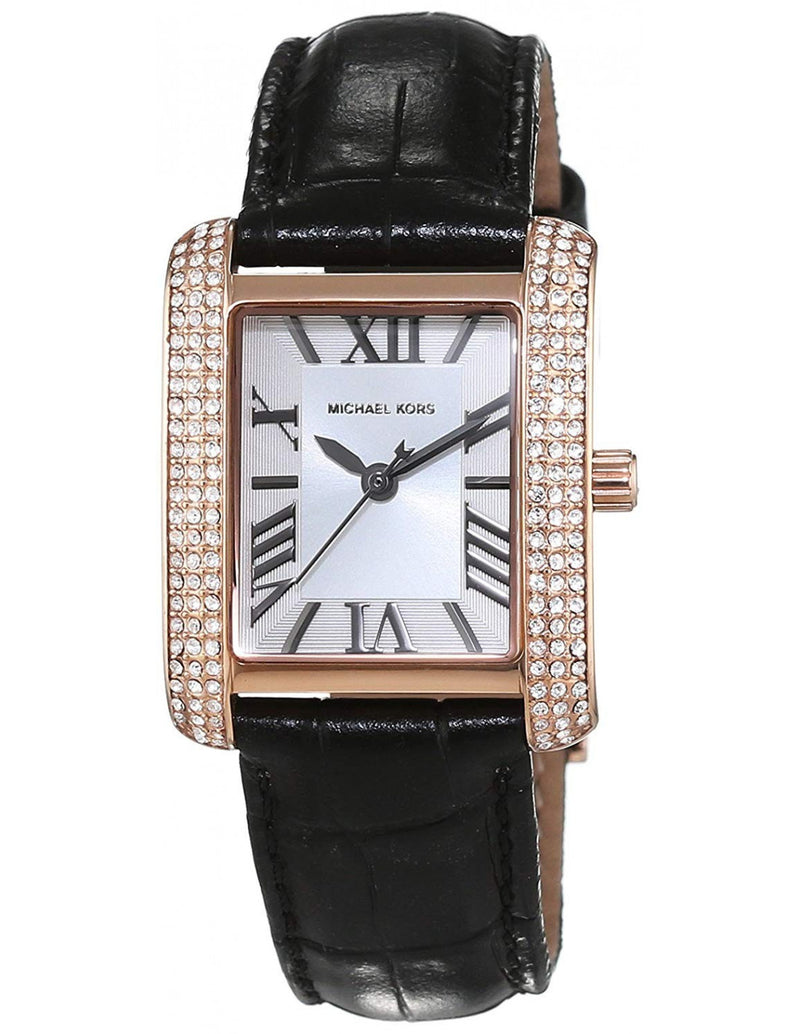 Michael Kors Rose Quartz Black Leather Ladies Watch  MK2336 - Watches of America