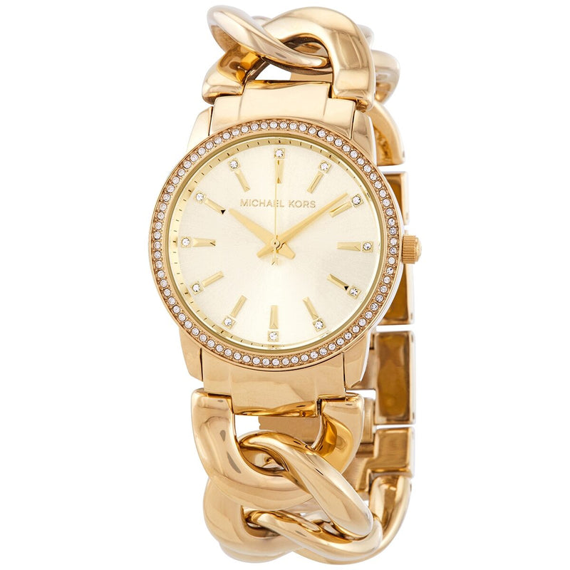 Michael Kors Nini Crystal Gold Dial Chain Link Ladies Watch MK3235 - Watches of America