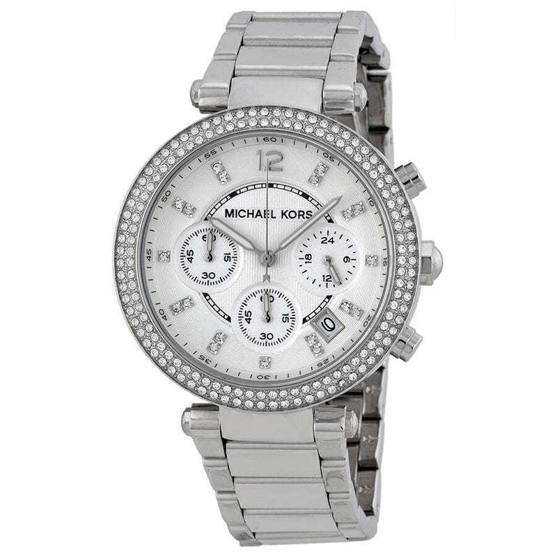 Michael Kors Parker Chronograph Silver Dial Ladies Watch #MK5353 - Watches of America