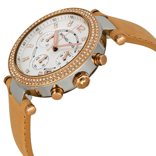 Michael Kors Parker Chronograph Tan Leather Ladies Watch MK5633 - Watches of America #2
