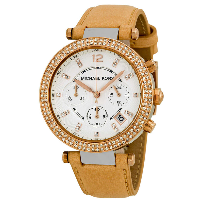 Michael Kors Parker Chronograph Tan Leather Ladies Watch MK5633 - Watches of America