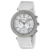 Michael Kors Parker Chronograph White Ceramic Ladies Watch MK5654 - Watches of America