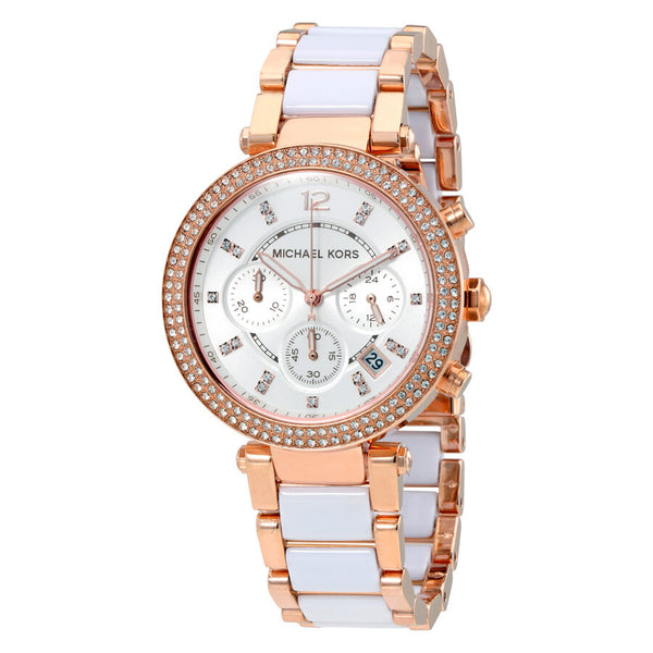 Michael Kors Parker Chronograph White Dial Ladies Watch #MK5774 - Watches of America