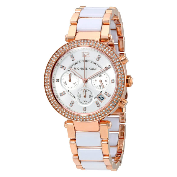 MICHAEL KORS クロノグラフ腕時計 MK5774 ホワイト　箱　説明書 michael-kors-parker-