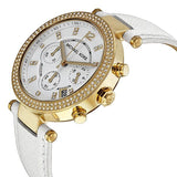 Michael Kors Parker Chronograph Yellow Gold-tone White Leather Ladies Watch #MK2290 - Watches of America #2