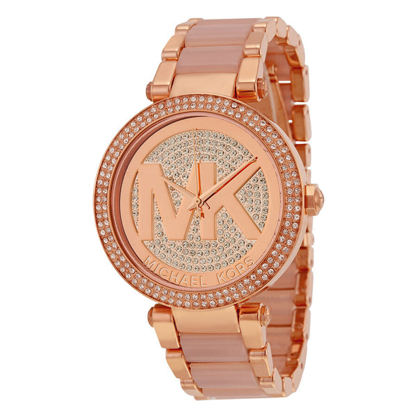 Michael Kors Parker Crystal Pave Logo Dial Ladies Watch #MK6176 - Watches of America