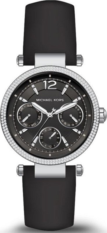 Michael Kors Laminated Black Leather Ladies Watch  MK2566 - Watches of America