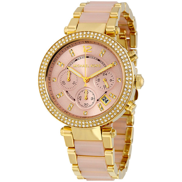 Michael Kors Parker Pink Dial Ladies Watch #MK6326 - Watches of America