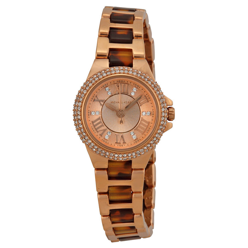 Michael Kors Pettite Camille Rose Dial Rose Gold-tone and Tortoise-shell Acetate Ladies Watch MK4289 - Watches of America