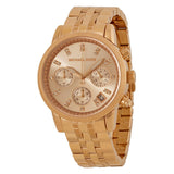 Michael Kors Ritz Chronograph Rose Gold Dial Steel Ladies Watch MK6077 - Watches of America