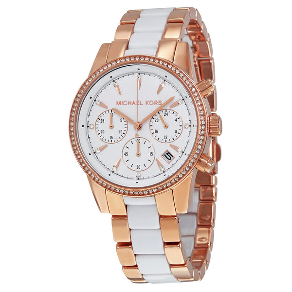 Michael Kors Ritz Quartz Chronograph White Dial Ladies Watch MK6324 - Watches of America