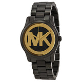 Michael Kors Runway Black and Gold Dial Black Ion-plated Ladies Watch MK6057 - Watches of America