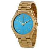 Michael Kors Runway Blue Dial Gold Tone Stainless Steel Ladies Watch MK3265 - Watches of America