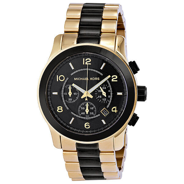 Michael Kors Runway Chronograph Black Dial Gold-Tone Men's Watch #MK8265 - Watches of America