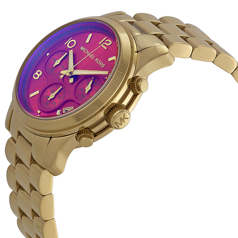 Michael Kors Runway Chronograph Iridescent Pink Dial Gold-tone Ladies Watch MK5939 - Watches of America #2