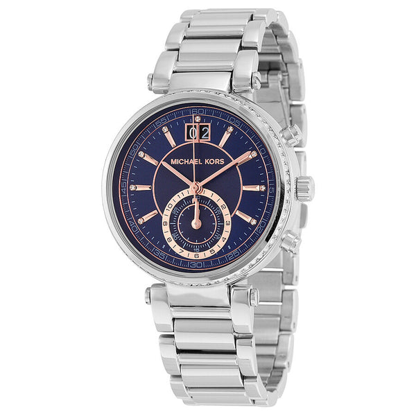 Michael Kors Sawyer Blue Dial Stainless Steel Ladies Watch MK6224 - Watches of America