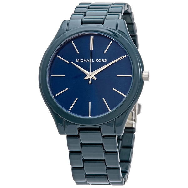 Michael Kors Slim Runway Quartz Blue Dial 42 mm Watch #MK4416 - Watches of America