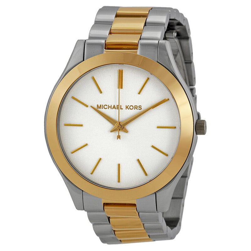 Michael Kors Slim Runway Silver Dial Two-tone Stainless Steel Unisex Watch #MK3198 - Watches of America