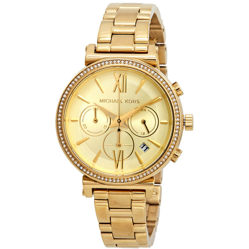 Michael Kors Sofie Chronograph Crystal Gold Dial Ladies Watch MK6559 - Watches of America
