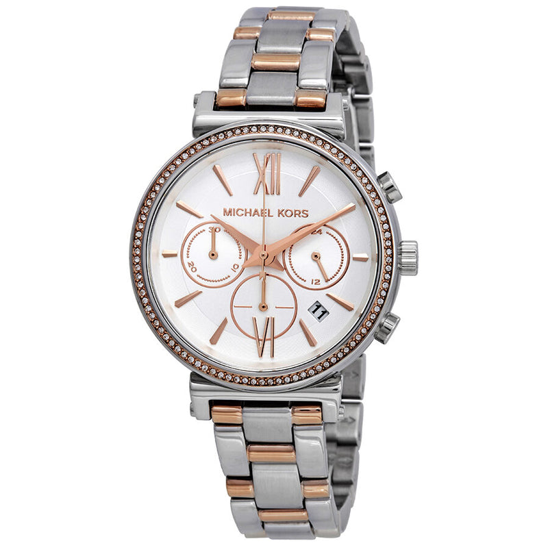 Michael Kors Sofie Chronograph Crystal Silver Dial Ladies Watch MK6558 - Watches of America