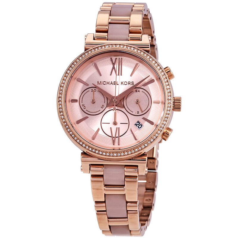 Michael Kors Sofie Chronograph Rose Dial Ladies Watch MK6560 - Watches of America