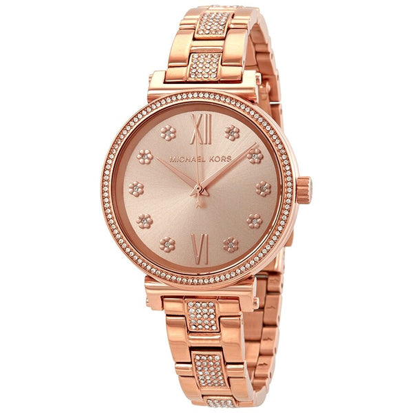 Michael Kors Sofie Crystal Rose Dial Ladies Watch MK3882 - Watches of America