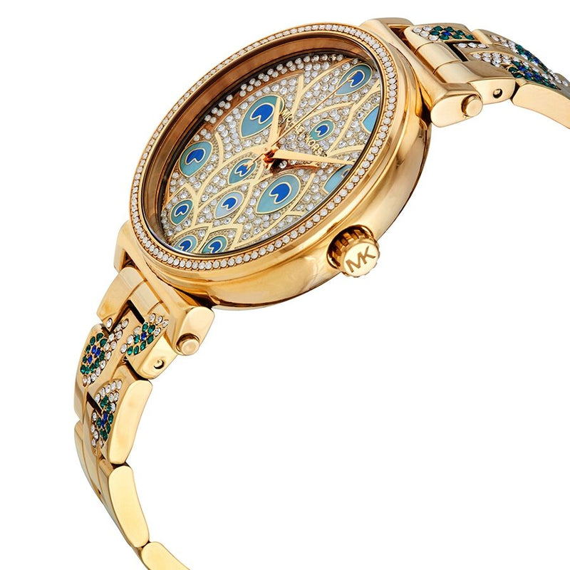Michael Kors Sofie Quartz Crystal Peacock Feather Motif Dial Ladies Watch MK3945 - Watches of America #2