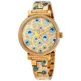 Michael Kors Sofie Quartz Crystal Peacock Feather Motif Dial Ladies Watch MK3945 - Watches of America