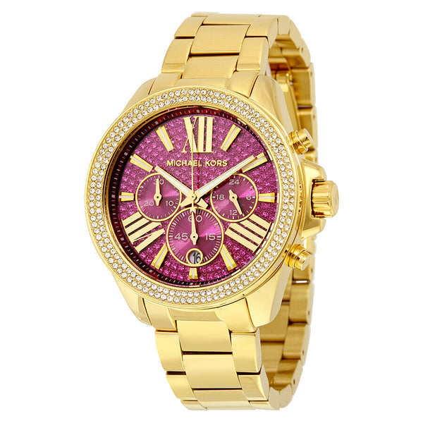 Michael Kors Wren Fuchsia Crystal Pave Gold-tone Stainless Steel Ladies Watch MK6290 - Watches of America