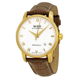 Mido Baroncelli Automatic White Dial Brown Leather Men's Watch M86003268#M8600.3.26.8 - Watches of America