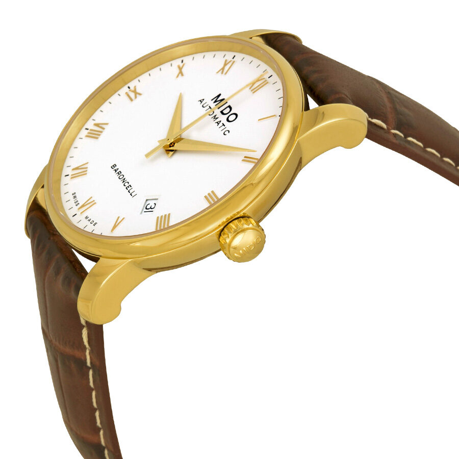 Mido Baroncelli Automatic White Dial Brown Leather Men