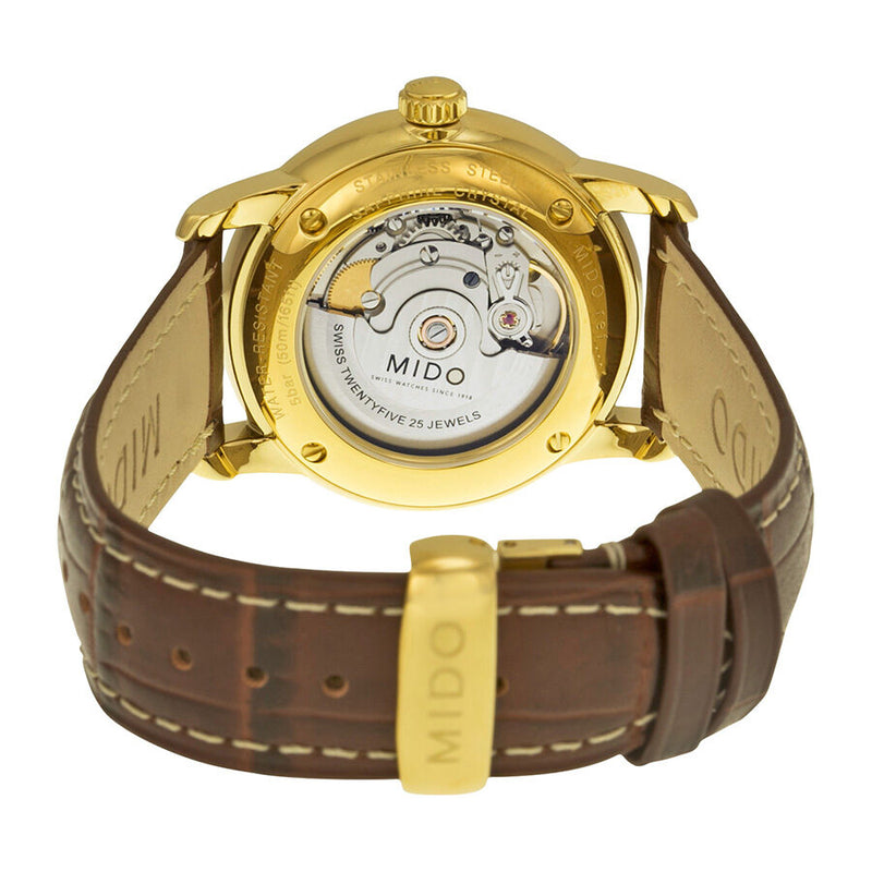 Mido Baroncelli Automatic White Dial Brown Leather Men's Watch M86003268 #M8600.3.26.8 - Watches of America #3