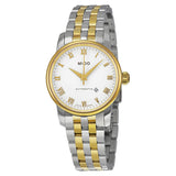 Mido Baroncelli II Automatic White Dial Two-tone Ladies Watch #M76009261 - Watches of America