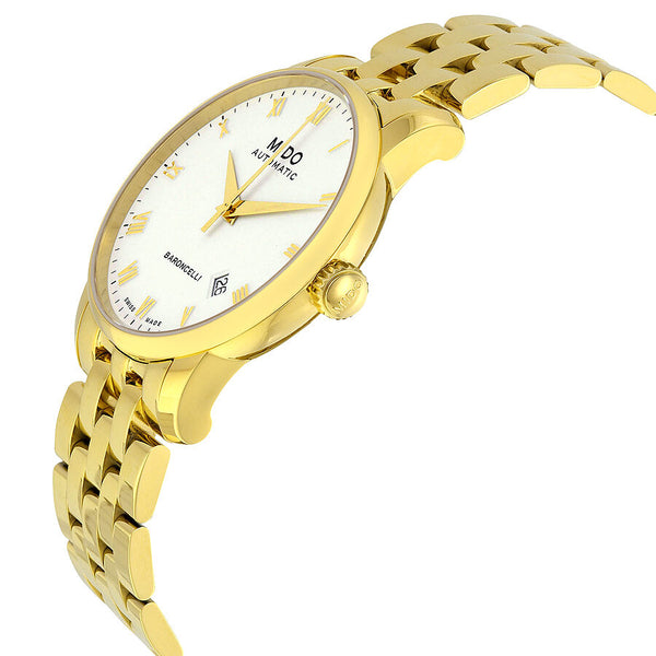 Mido Baroncelli II Automatic White Dial Yellow Gold PVD Steel Men's Watch #M86003261 - Watches of America #2
