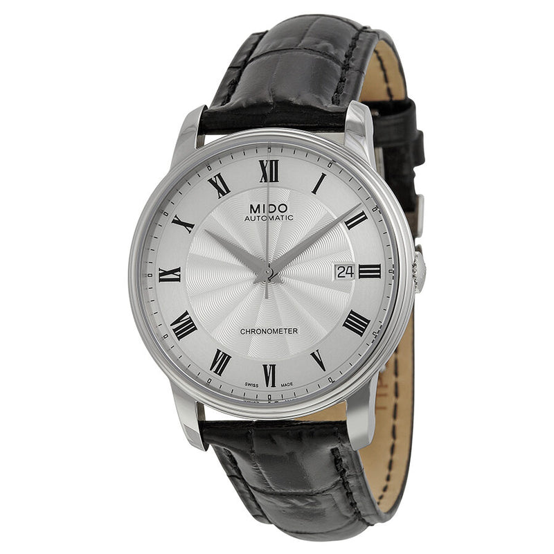 Mido Baroncelli III Automatic Silver Dial Black Leather Men's Watch #M0104081603320 - Watches of America